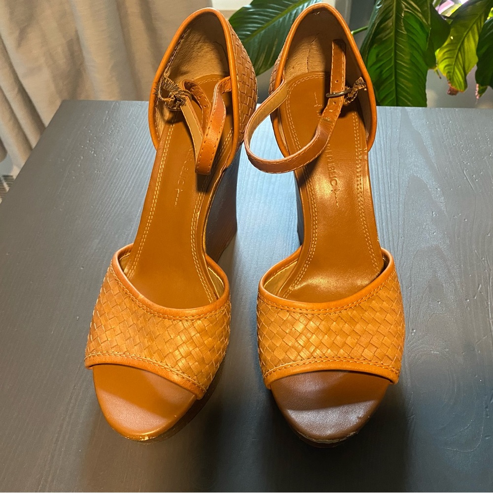 Tan Woven Women's Wedge Heels